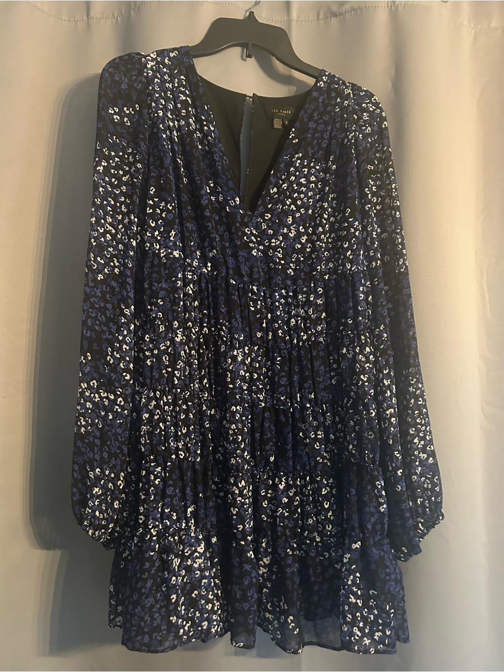 Ted Baker Blue & White Floral Tiered V-Neck Tunic